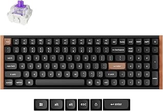 Keychron K4 HE 96% Wireless Hall Effect Keyboard with Number Pad, Rapid Trigger Magnetic Switches, QMK Launcher, 2.4GHz/Bluetooth/Wired, Mac & Windows, Wood Accent Frame, Black (Non-Shine-Through)